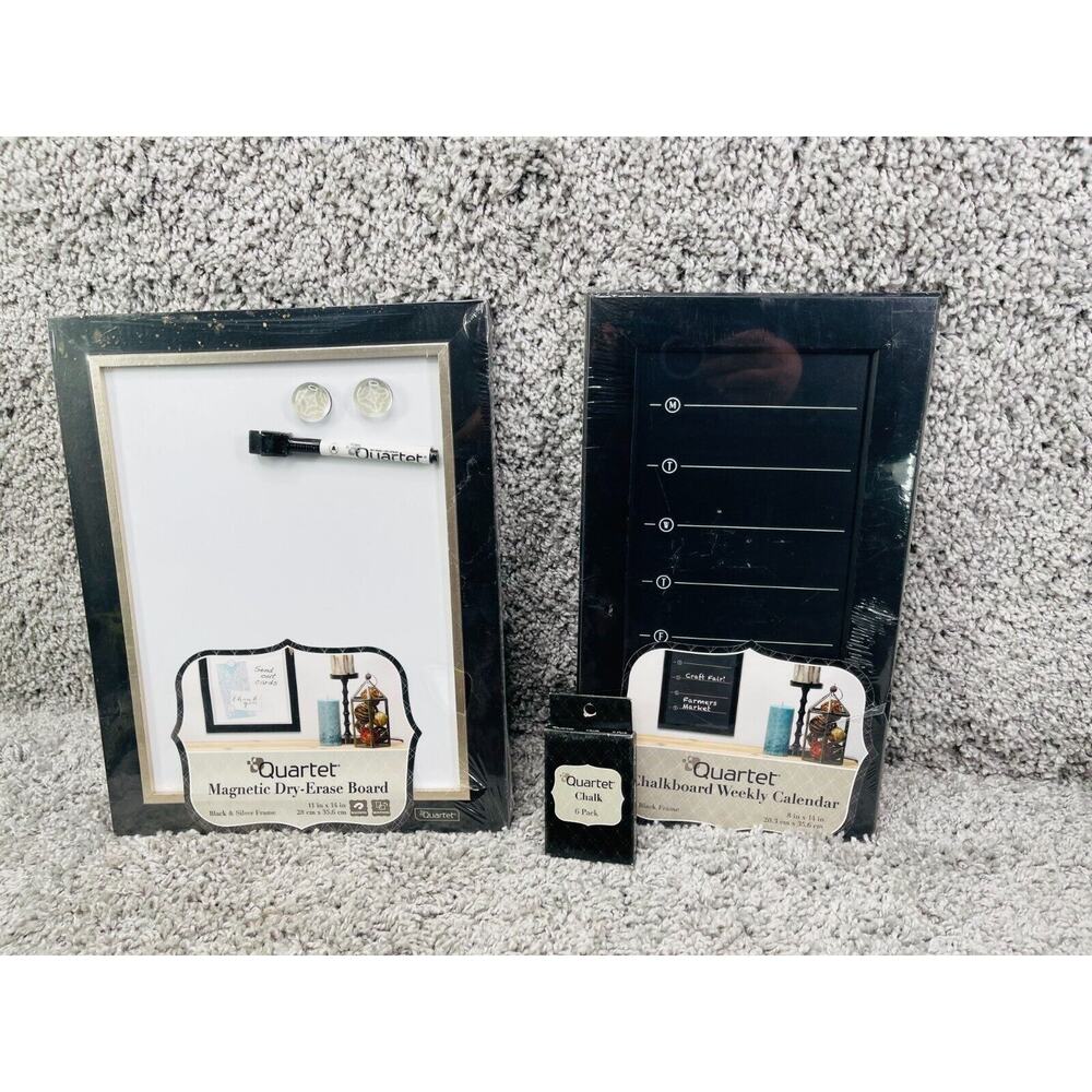 Quartet Magnetic Dry Erase Board 11x14 & Chalkboard Weekly Calendar 8x14 & Chalk